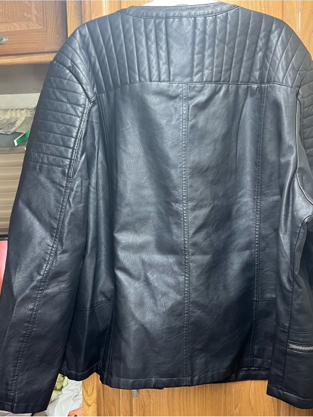 Olivia Miller Black Faux Leather Quilted Shoulder Moto Jacket 3X - Picture 13 of 16